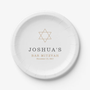 Plato De Papel Barra de oro Mitzvah