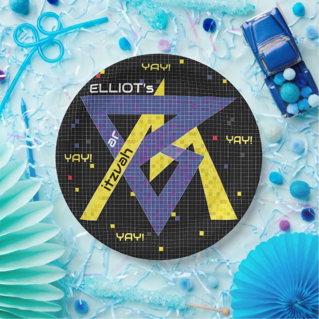 Plato De Papel Barra o Bat Mitzvah Plate GAME de papel activado (Fiesta)