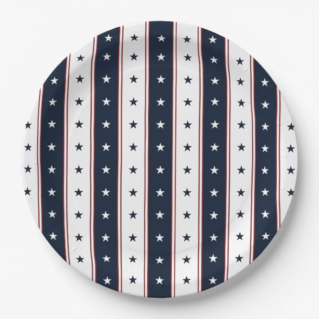 Plato De Papel Barras y Estrellas (Anverso)