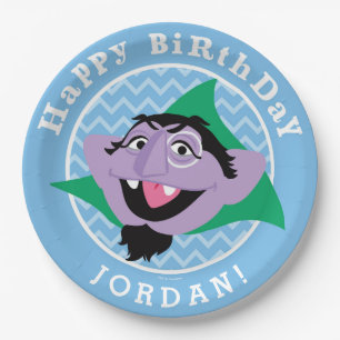 Plato De Papel Barrio Sésamo Cumpleaños del conde von Count