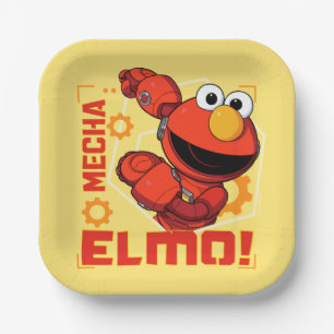 Plato De Papel Barrio Sésamo Diseño Elmo de los Edificios Mecha