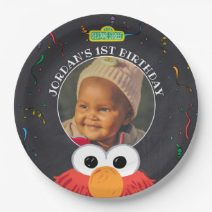Plato De Papel Barrio Sésamo Elmo Birthday Chalkboard