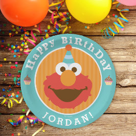 Plato De Papel Barrio Sésamo | Elmo - Cumpleaños de torta y confe