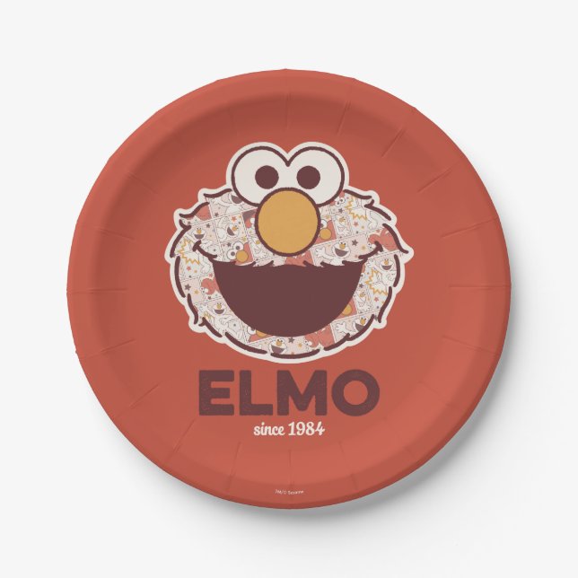 Plato De Papel Barrio Sésamo | Elmo Desde 1984 (Anverso)