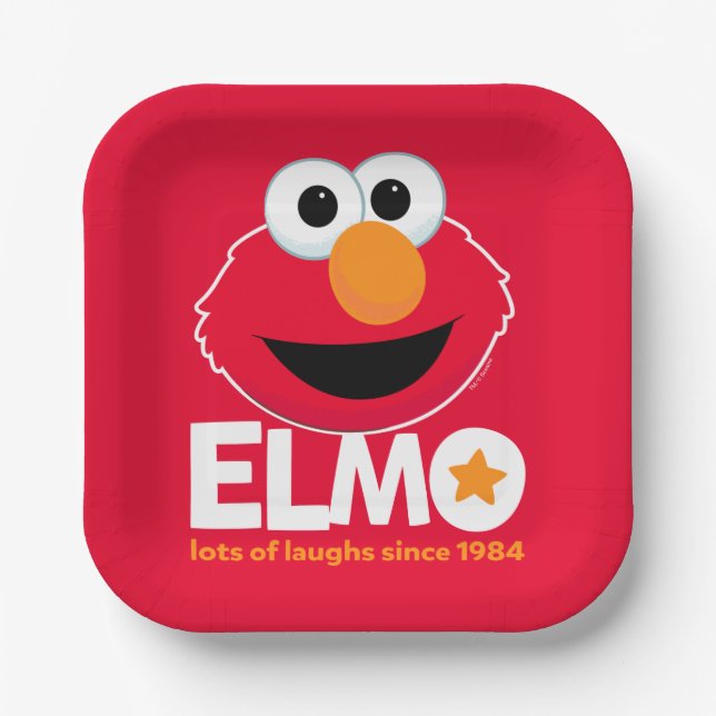 Plato De Papel Barrio Sésamo | Elmo Lots of Laughs Desde 1984 (Anverso)