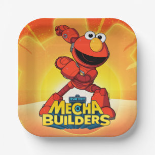 Plato De Papel Barrio Sésamo Mecha Builders Elmo