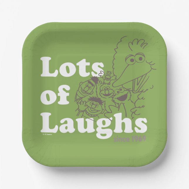 Plato De Papel Barrio Sésamo | Muchas risas desde 1969 (Anverso)