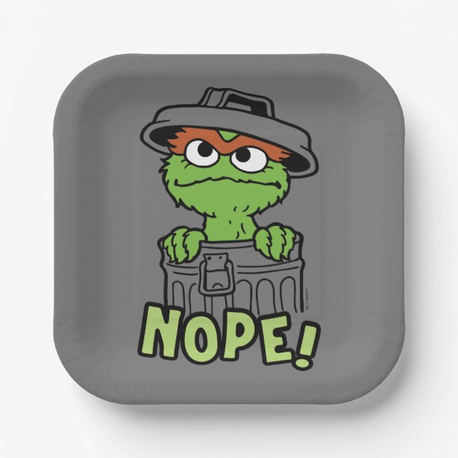 Plato De Papel Barrio Sésamo | Oscar al Grouch Nope! (Anverso)