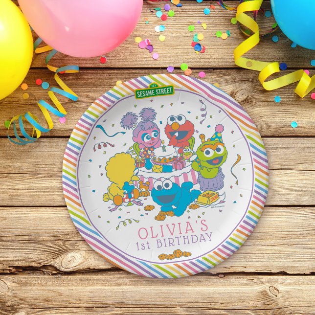 Plato De Papel Barrio Sésamo | Primer cumpleaños del bebé (Subido por el creador)