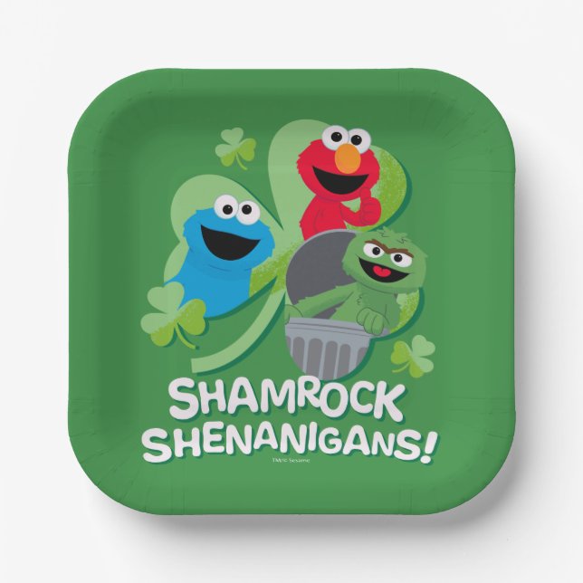 Plato De Papel Barrio Sésamo | ¡Shamrock Shenanigans! (Anverso)
