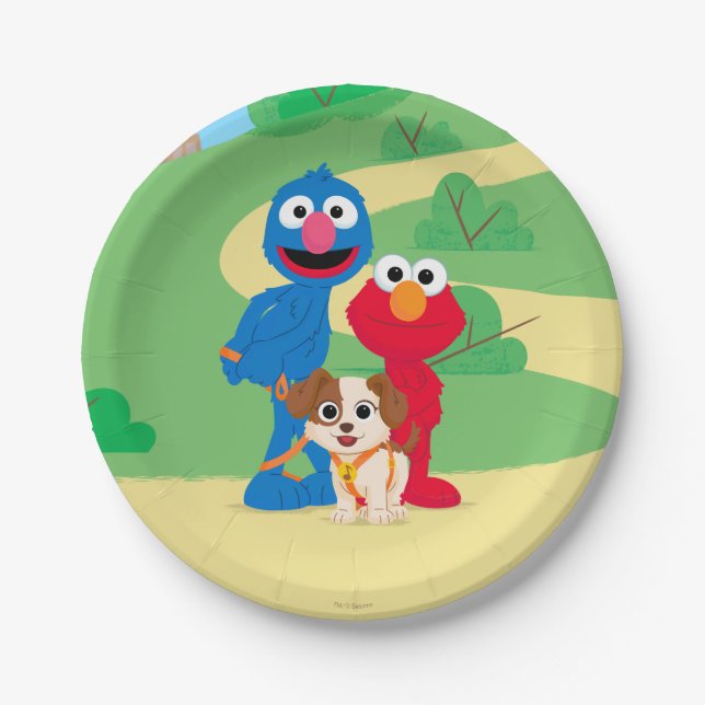 Plato De Papel Barrio Sésamo | Tango con Grover y Elmo (Anverso)