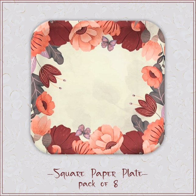 Plato De Papel Barro dulce arte folclórico mariposa floral (Subido por el creador)