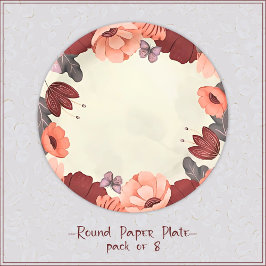 Plato De Papel Barro dulce arte folclórico mariposa floral