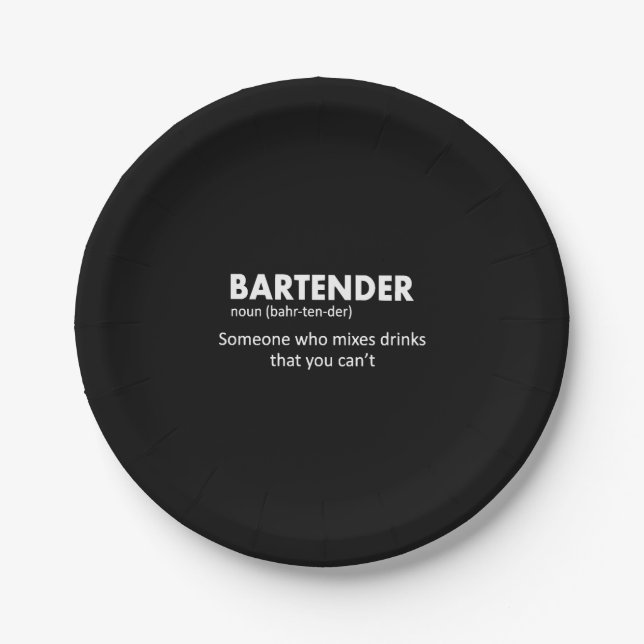 Plato De Papel Bartender Funny Bartender Definición Beer Vodka Wh (Anverso)