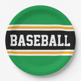 Plato De Papel BASEBALL Brillante Green Black Yellow Carreras Str