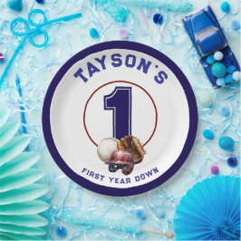 Plato De Papel Baseball First Year Down 1st Birthday