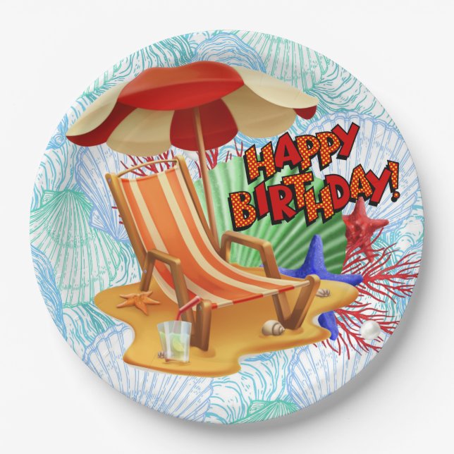 Plato De Papel Bash Birthday Beach (Anverso)