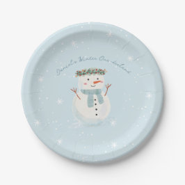 Plato De Papel Bash de invierno de un solo derland cute de nieve