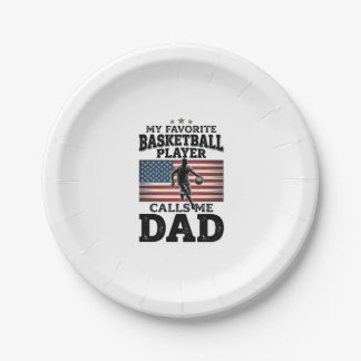 Plato De Papel Basketball Dad Patriotic Vintage Engraving T-Shirt