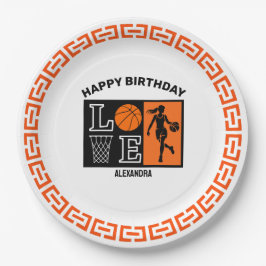 Plato De Papel Basketball Player Girl, Basketball Girl Birthday