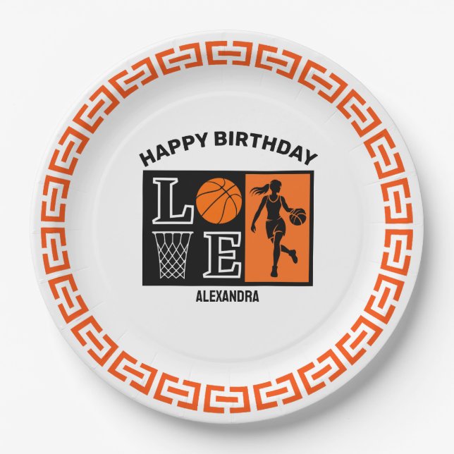 Plato De Papel Basketball Player Girl, Basketball Girl  Birthday (Anverso)