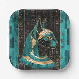 Plato De Papel Bastet de diosa gata egipcia -arte mosaico