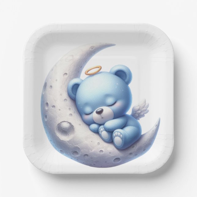 PLATO DE PAPEL BASTIDOR DE AZUL CUTIDO EN LA LUNA (Anverso)