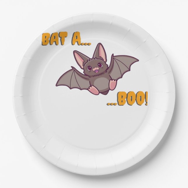 Plato De Papel Bat A Boo Cute Bat (Anverso)
