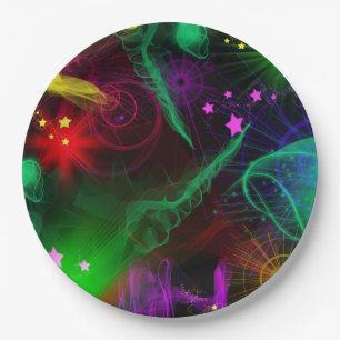 Plato De Papel Bat/Bar Mitzvah Neon Paint Splatt