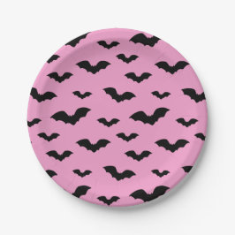 Plato De Papel Bat silhouettes in pink