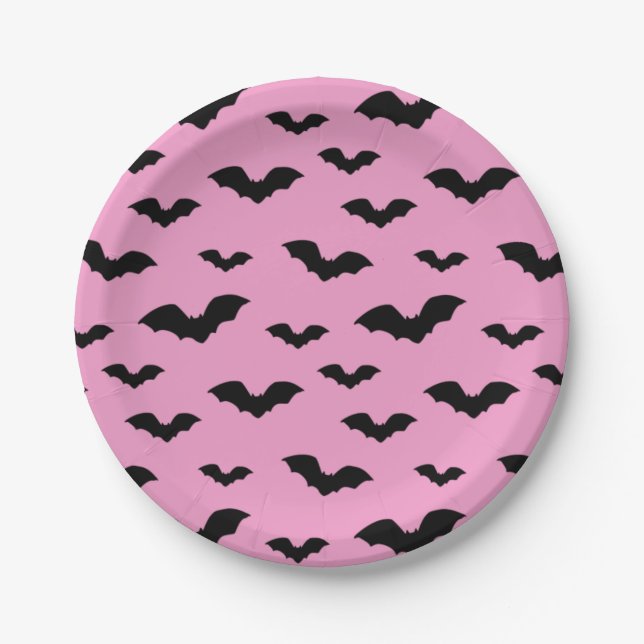 Plato De Papel Bat silhouettes in pink (Anverso)