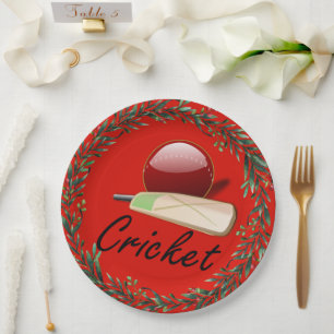 Plato De Papel Bate y bola de cricket, Navidades,