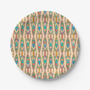 Plato De Papel Batik tribal - rosa rosa rosa y turquesa
