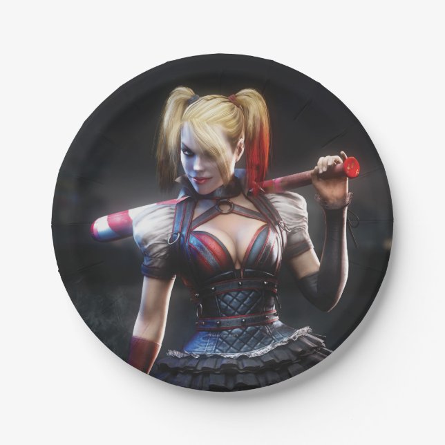 Plato De Papel Batman Arkham Knight | Harley Quinn con murciélago (Anverso)