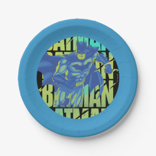 Plato De Papel Batman Electric Up corriendo a través de la tipogr