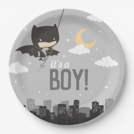 Plato De Papel Batman Super Hero Baby Shower