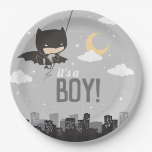 Plato De Papel Batman Super Hero Baby Shower