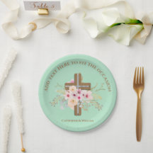 Bautismo personalizado y cruz floral cristiana