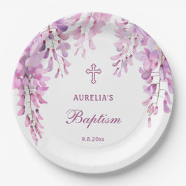 Plato De Papel Bautizo de glicina rosa