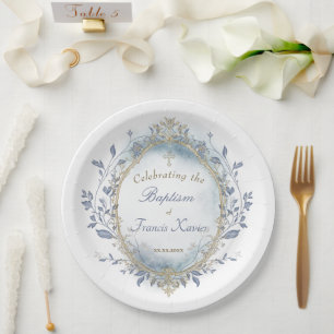 Plato De Papel Bautizo niño bebé