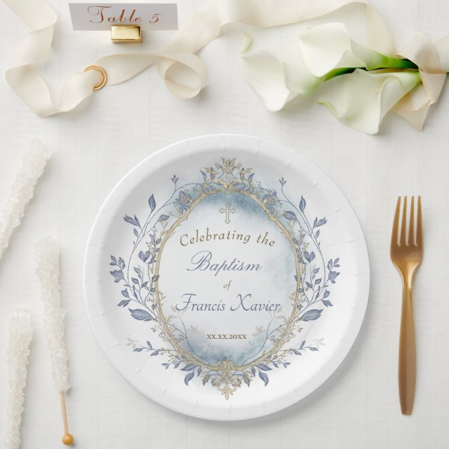Plato De Papel Bautizo niño bebé  (Boda)