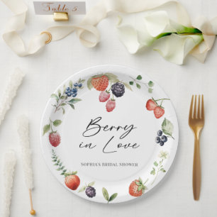 Plato De Papel Baya enamorada Regalo de boda acuarela bayas