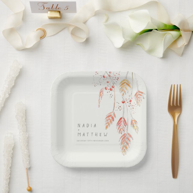 Plato De Papel Bayas de hierbas aromáticas acuáticas cascadas bod (Boda)