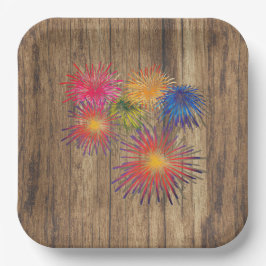 Plato De Papel BBQ de fuegos artificiales de verano
