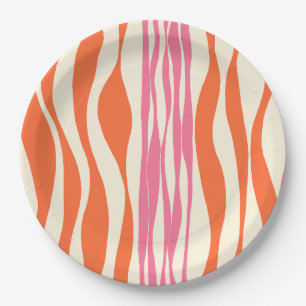 Plato De Papel Bce y Flow - Rosa, Naranja y Crema