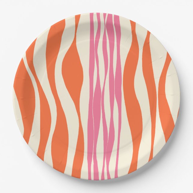 Plato De Papel Bce y Flow - Rosa, Naranja y Crema (Anverso)