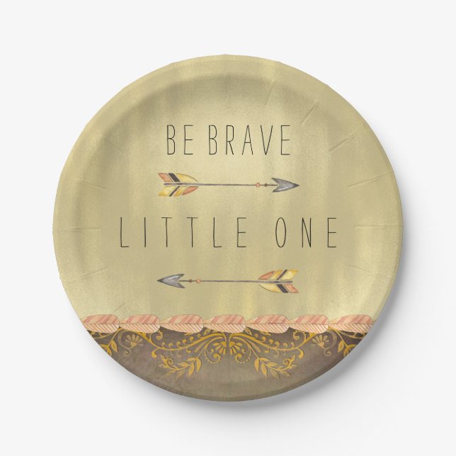 Plato De Papel Be Brave Tribal Arrow Baby Shower (Anverso)