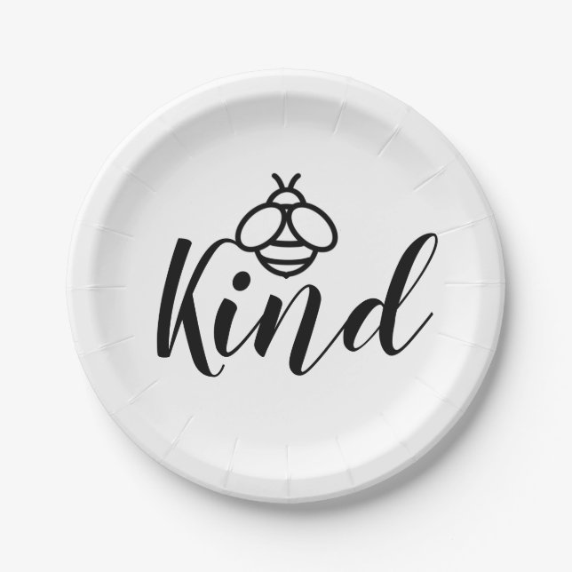 Plato De Papel Be Kind - diseño lindo de abejas (Anverso)