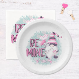 Plato De Papel Be Mine Gnome El día de San Valentín