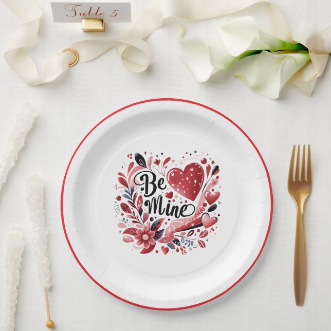 Plato De Papel Be Mine Paper Plate (Boda)